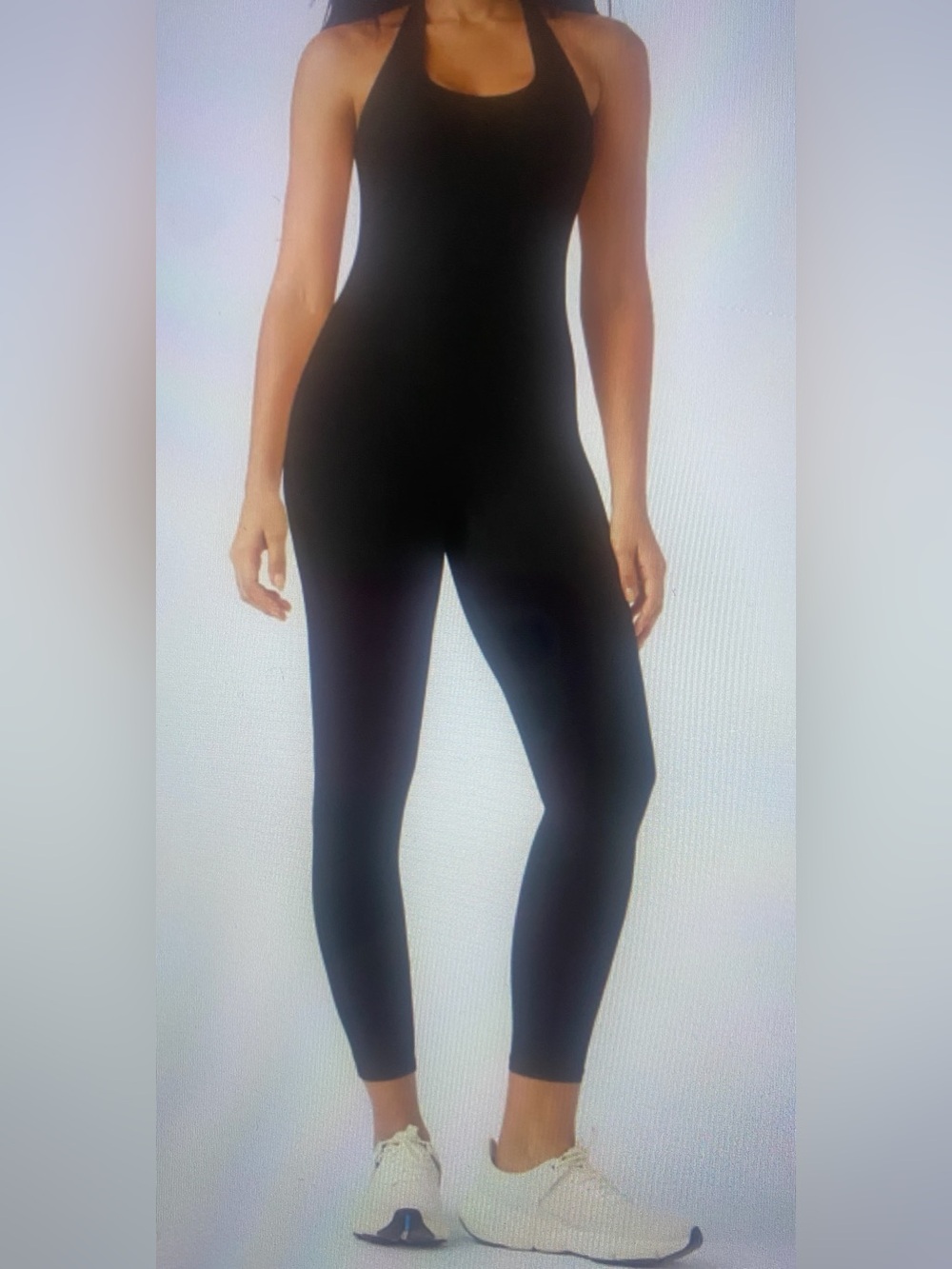 MEDIUM.(7/8)  HALARA  SOFTLY ZERO AIRY HALTER CUT OUT SCRUNCH BUTT YOGA JUMPSUIT
